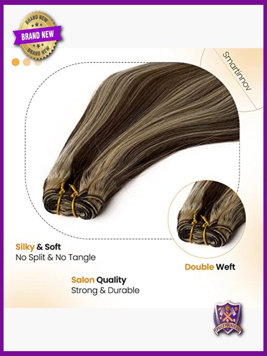 14 Inch Hand Tied Weft Hair Extensions Real Human Hair Balayage Straight